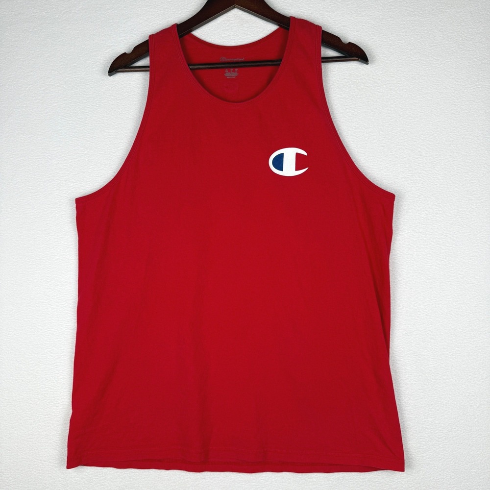 Champion Tank Top Mens XL Red Big C Logo Graphic Sleeveless Muscle Shirt